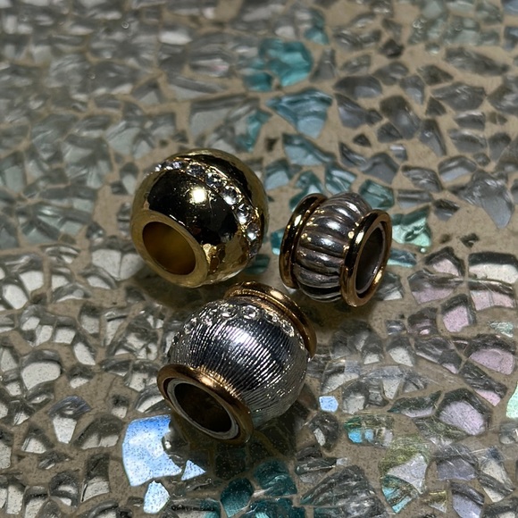 Sparkle bundle 3 gold & silver Brighton charm beads- beautiful and shiny! - Picture 1 of 5